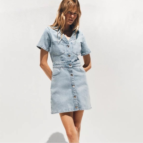 Zara Dresses & Skirts - Zara Light Blue Denim Mini Dress